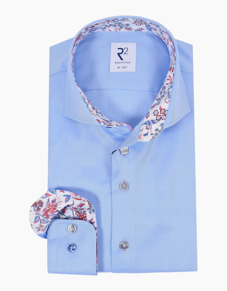 R2 LONG SLEEVED CUT AWAY COLLAR SHIRT LIGHT BLUE