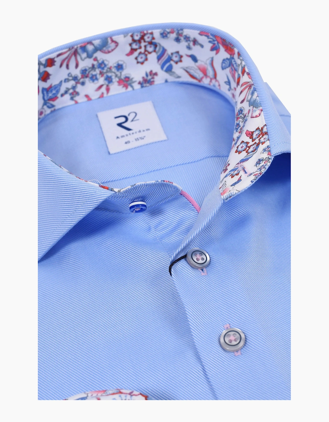 R2 LONG SLEEVED CUT AWAY COLLAR SHIRT LIGHT BLUE