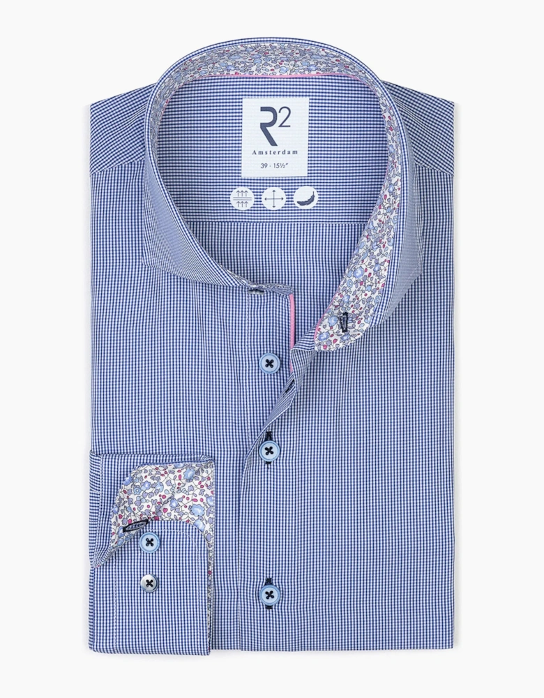 R2 LONG SLEEVED SHIRT BLUE CHECK