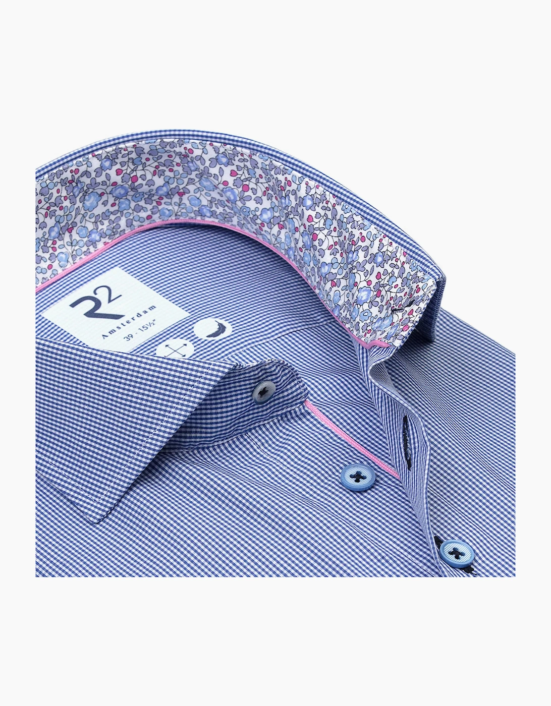 R2 LONG SLEEVED SHIRT BLUE CHECK