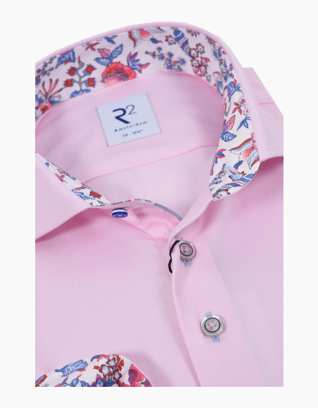 R2 LONG SLEEVED CUT AWAY COLLAR SHIRT PINK