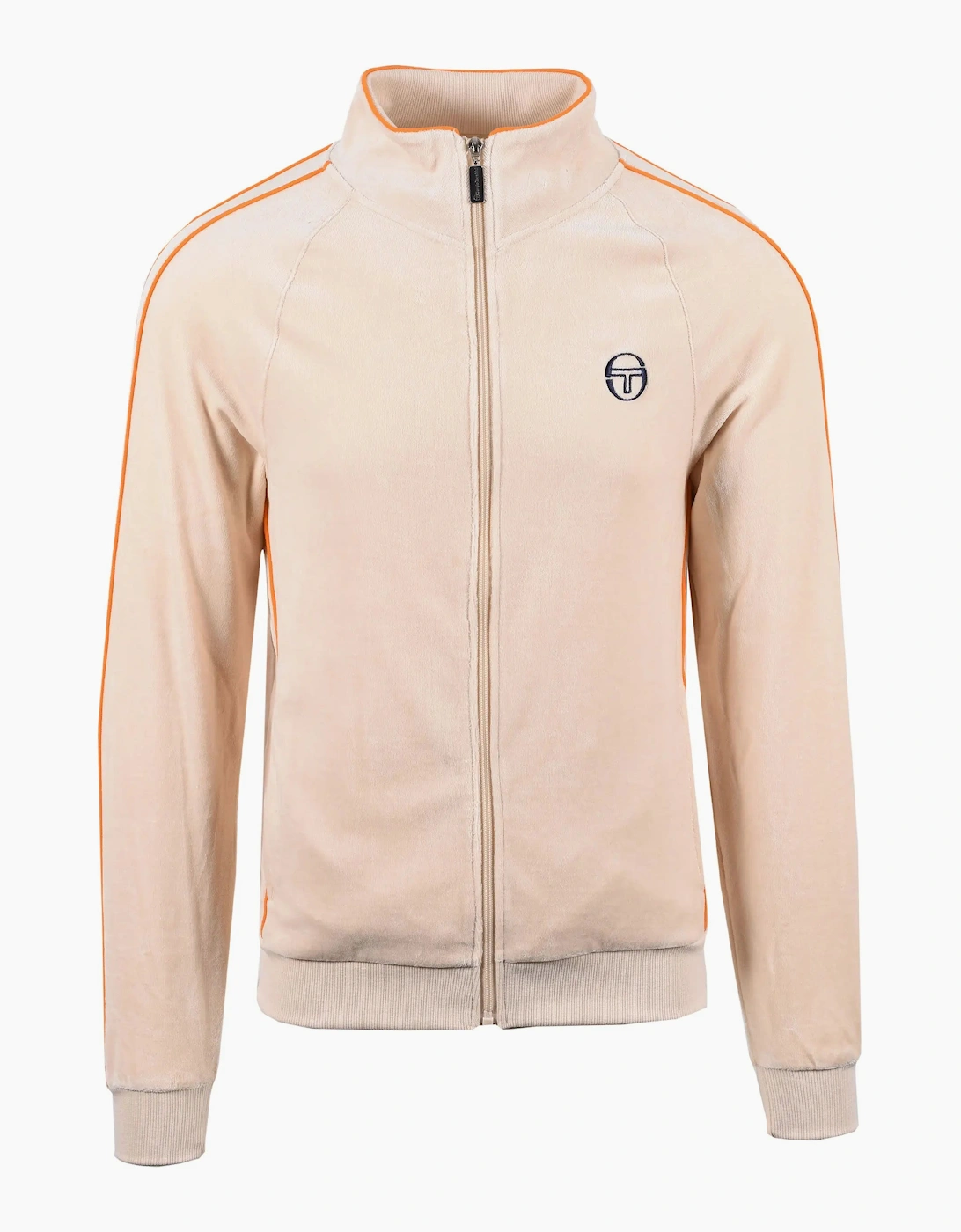 Sergio Tacchini Men's Tan Tasso Velour Track Top Sandshell/Orange Pepper  44 Size 2XL