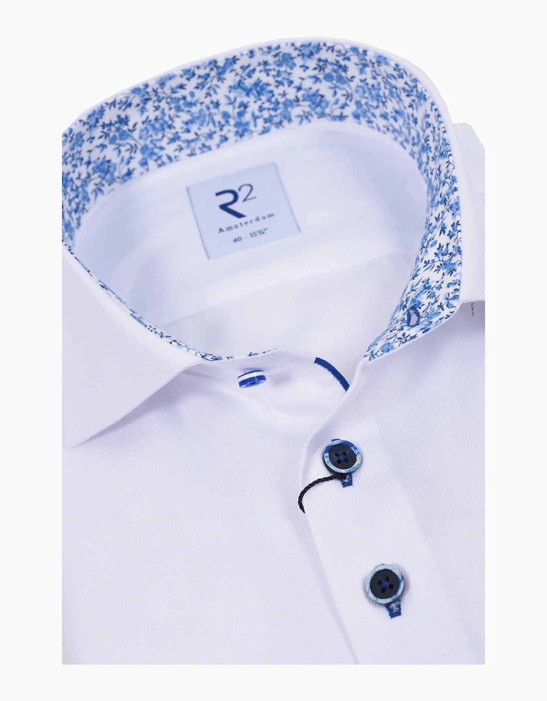 R2 LONG SLEEVED CUT AWAY COLLAR SHIRT WHITE