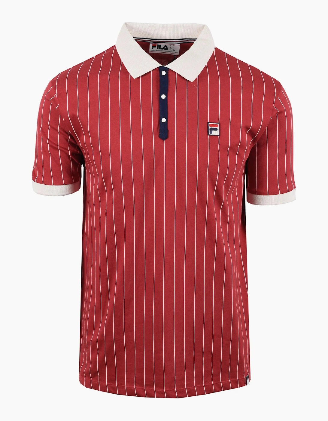 Fila Men's Garnet Gardenia Navy Classic Bb1 Striped Polo Garnet/Gardenia/Fila Navy  Size 2XL