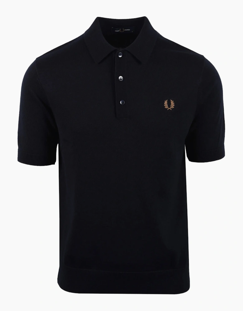 FRED PERRY COTTON KNITTED SHIRT NAVY