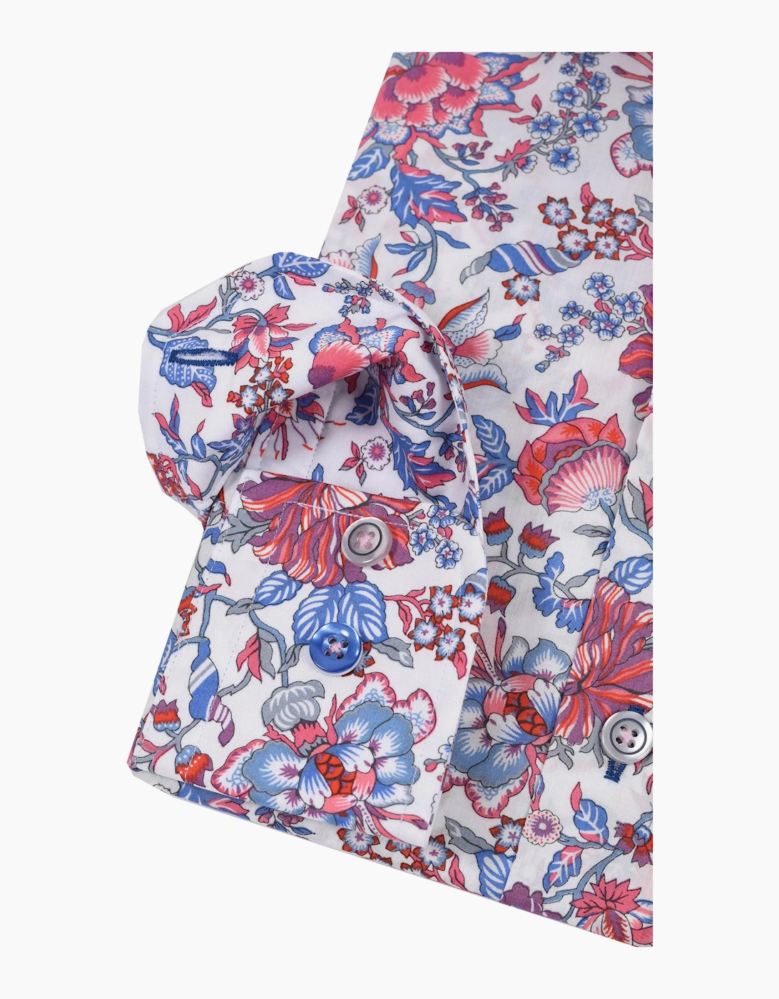 R2 LONG SLEEVED CUT AWAY COLLAR SHIRT WHITE FLORAL