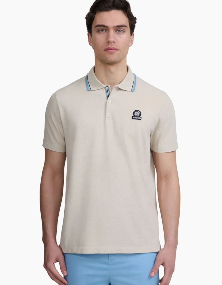SANDBANKS STRIPE TAPE POLO STONE