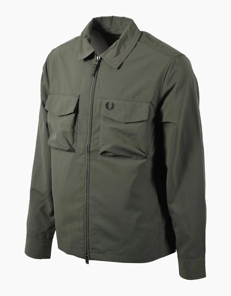 FRED PERRY RIPSTOP POCKET OVERSHIRT LAUREL WREATH GREEN