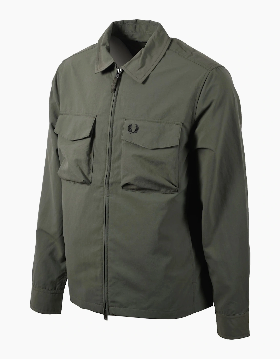 FRED PERRY RIPSTOP POCKET OVERSHIRT LAUREL WREATH GREEN