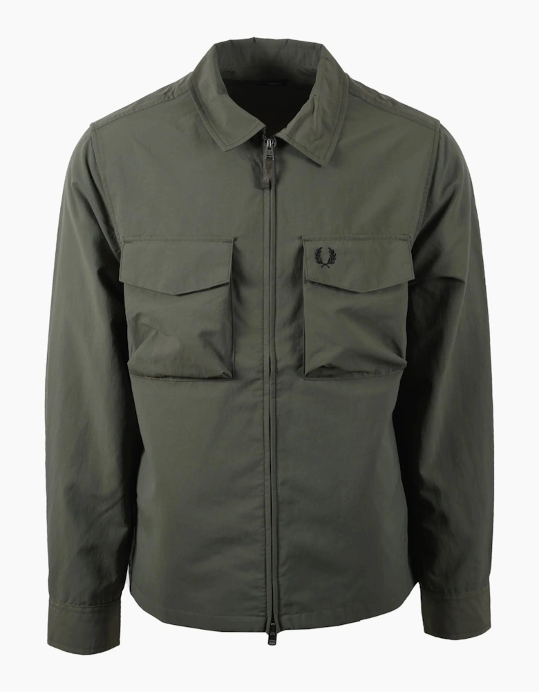 FRED PERRY RIPSTOP POCKET OVERSHIRT LAUREL WREATH GREEN