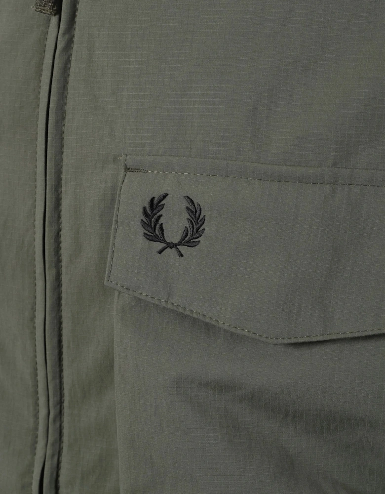 FRED PERRY RIPSTOP POCKET OVERSHIRT LAUREL WREATH GREEN