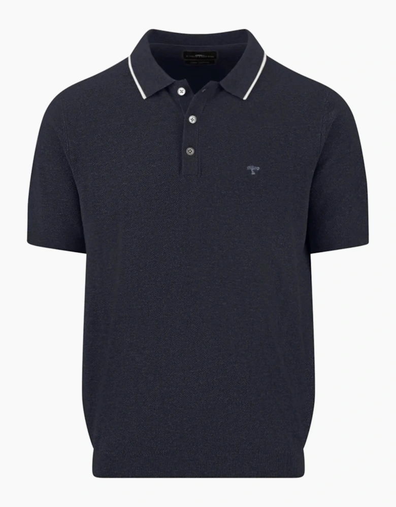 FYNCH-HATTON KNITTED POLO SHIRT NAVY