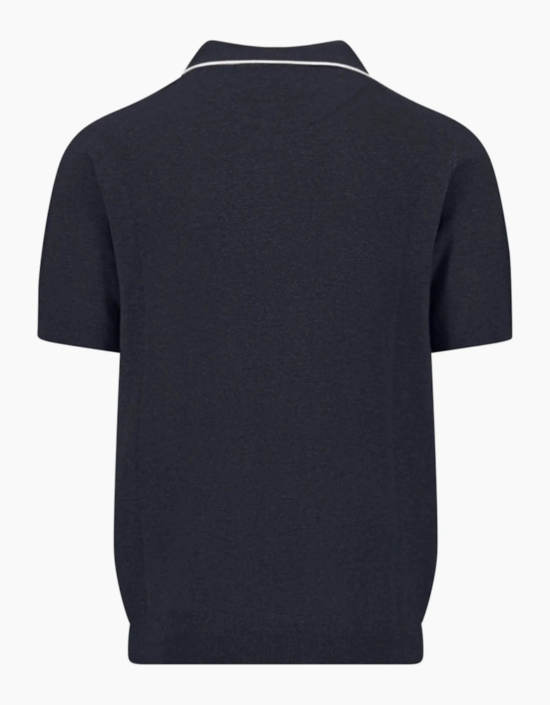 FYNCH-HATTON KNITTED POLO SHIRT NAVY