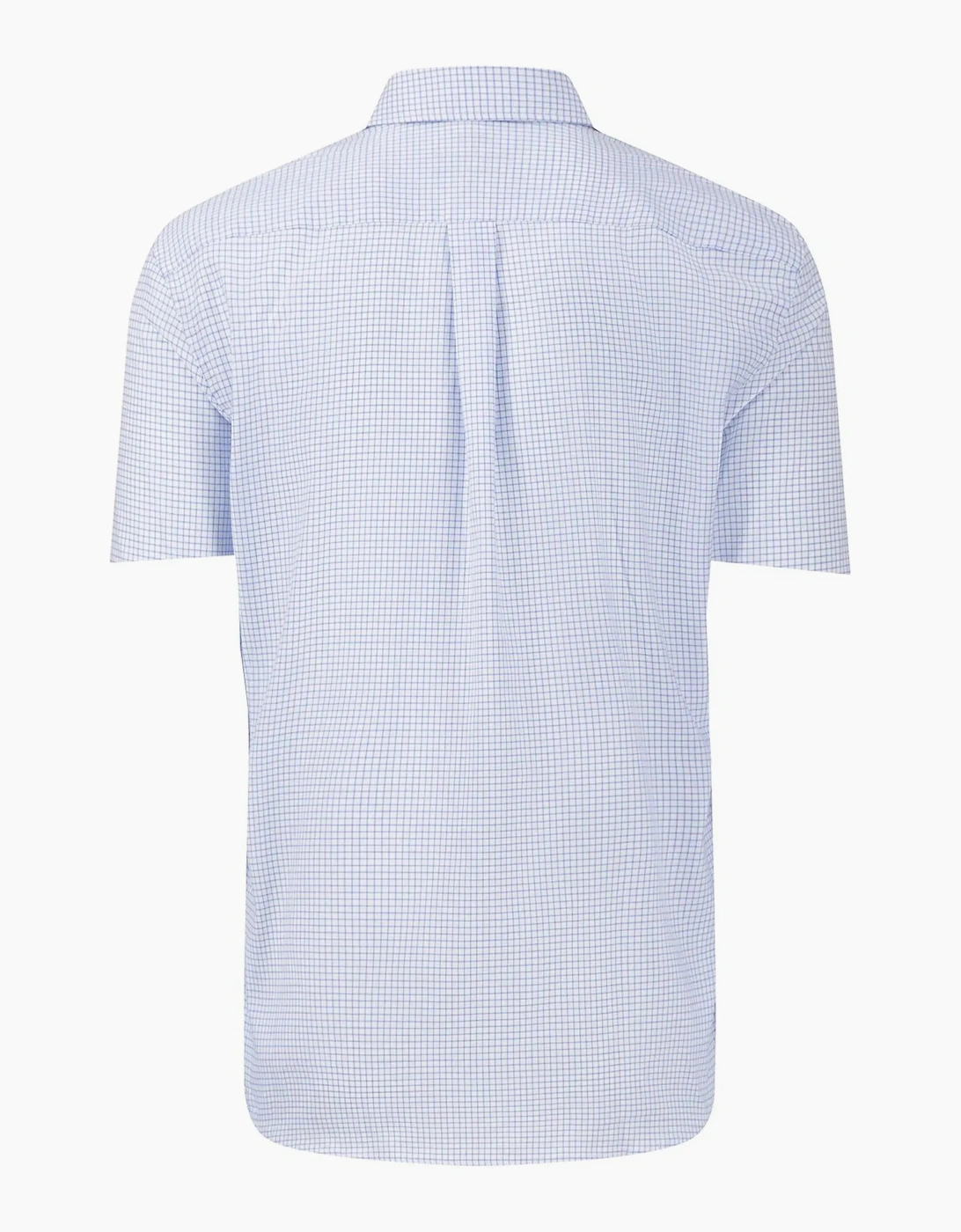 FYNCH-HATTON SHORT SLEEVED OXFORD SHIRT BLUE CHECK