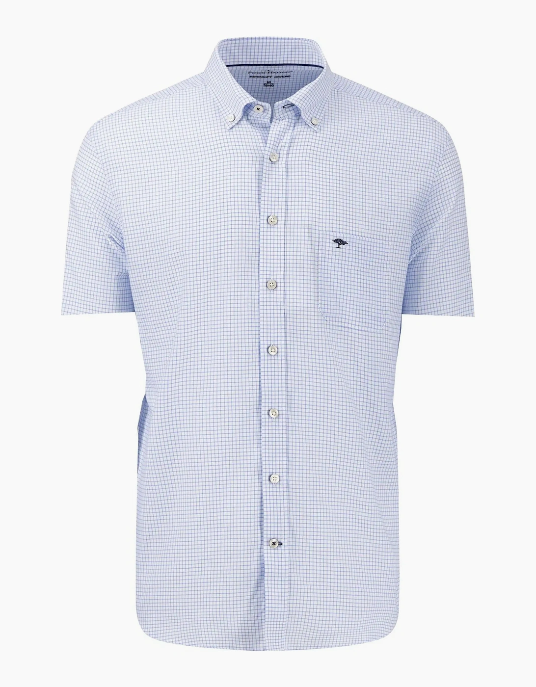 FYNCH-HATTON SHORT SLEEVED OXFORD SHIRT BLUE CHECK, 3 of 2