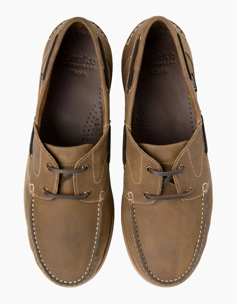 LOAKE PADSTOW BOAT SHOE BROWN NUBUCK