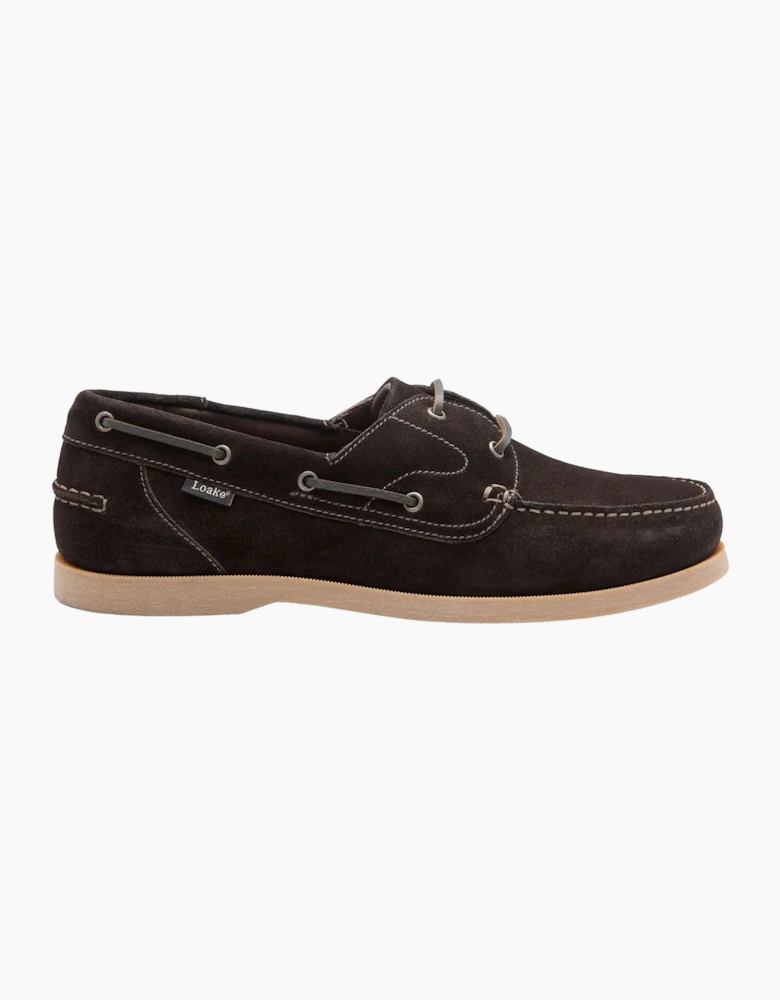 LOAKE PADSTOW BOAT SHOE DARK BROWN SUEDE