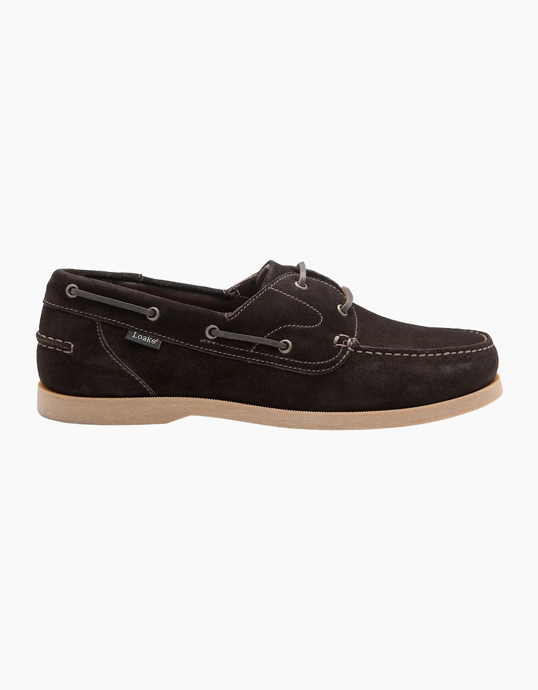 Loake Men's LOAKE PADSTOW BOAT SHOE DARK BROWN SUEDE - Black