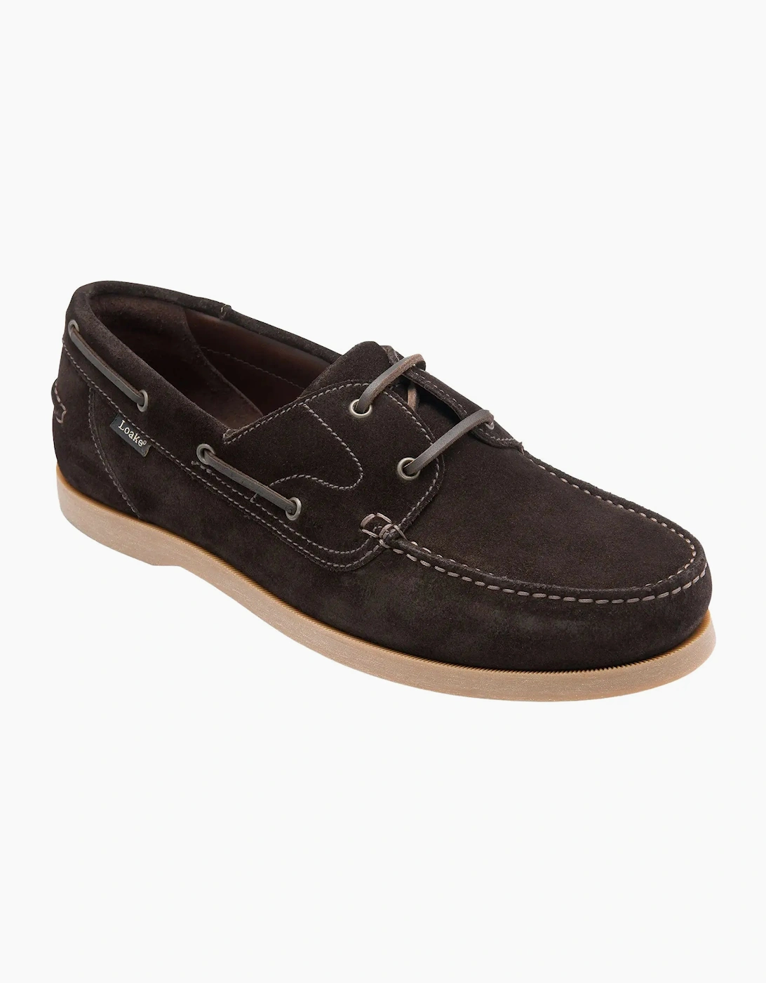 LOAKE PADSTOW BOAT SHOE DARK BROWN SUEDE