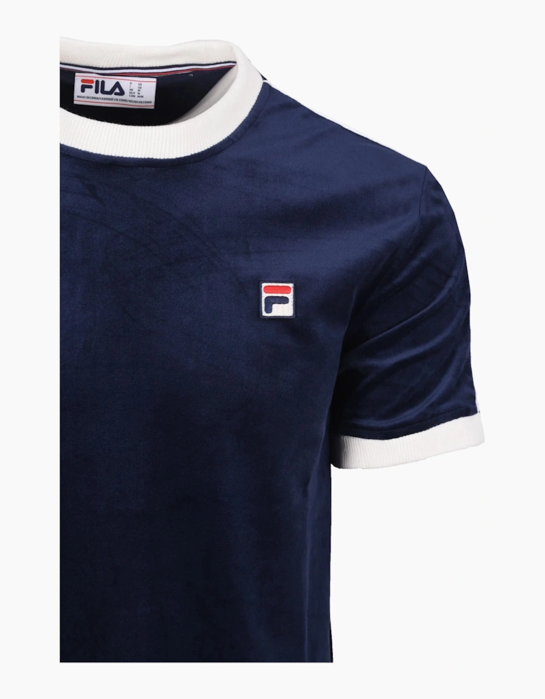 FILA BASILIO TIPPED VELOUR T-SHIRT FILA NAVY/GARDENIA