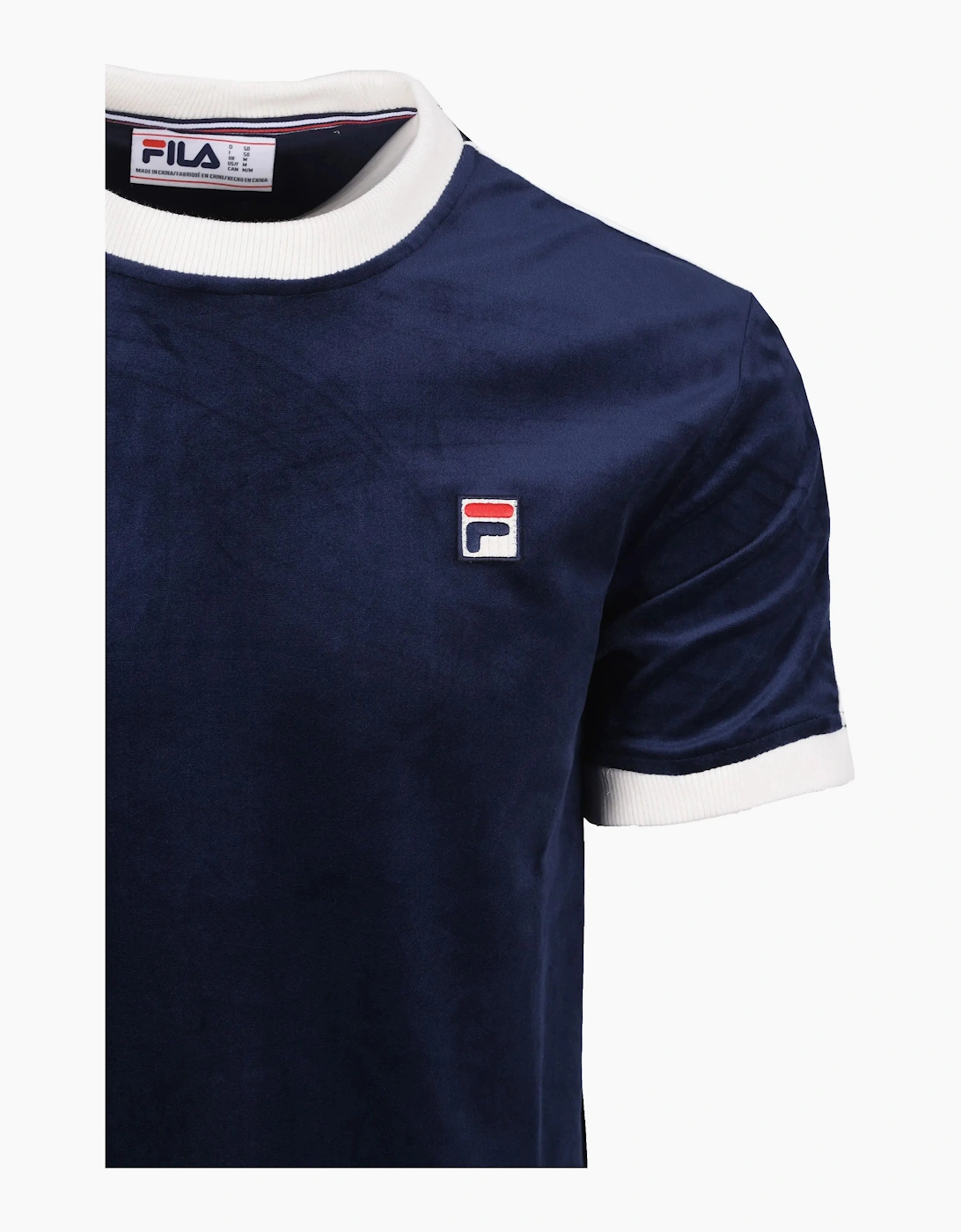 FILA BASILIO TIPPED VELOUR T-SHIRT FILA NAVY/GARDENIA