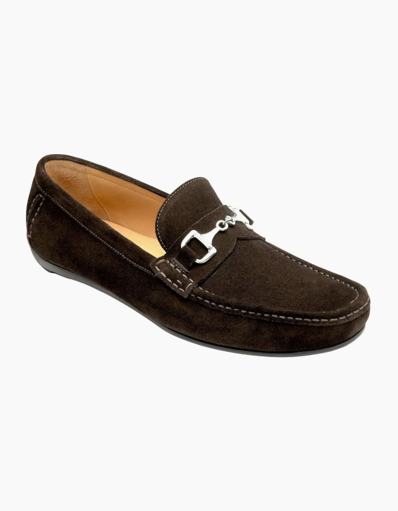 LOAKE HAWTHORN DRIVER SHOE DARK BROWN SUEDE