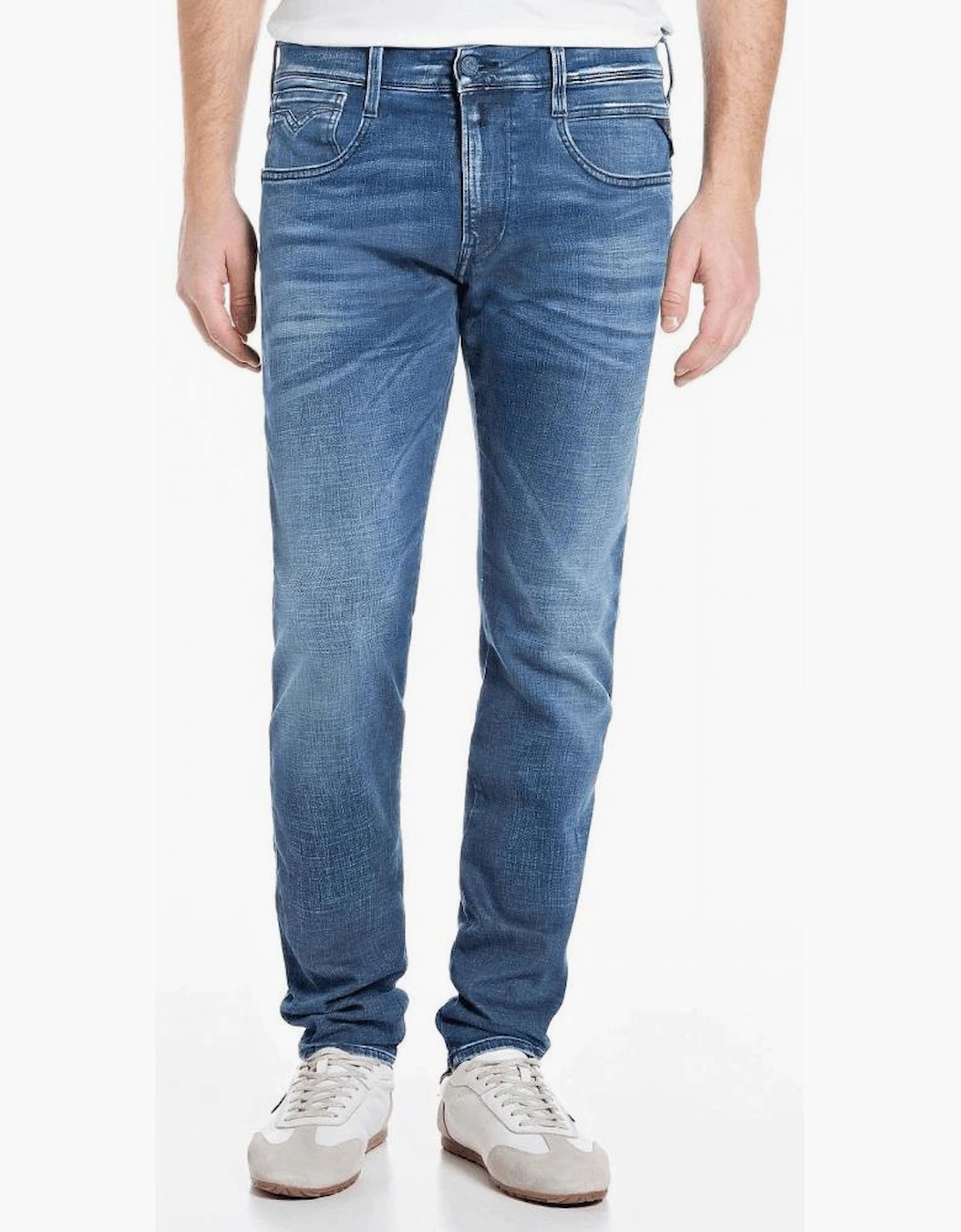 Anbass Hyperflex Stretch Mid Wash Blue Slim Fit Jeans