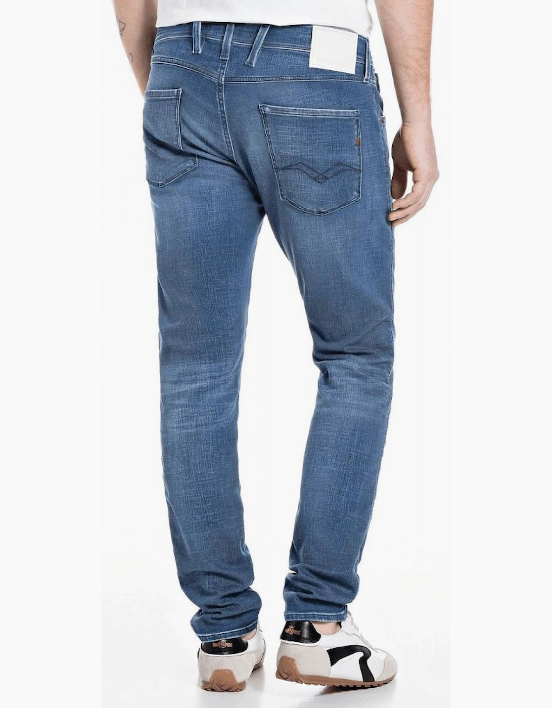 Anbass Hyperflex Stretch Mid Wash Blue Slim Fit Jeans