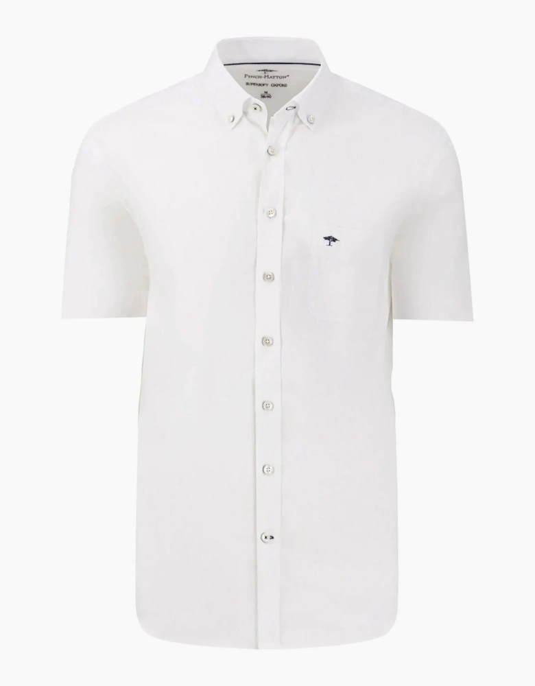FYNCH-HATTON SHORT SLEEVED OXFORD SHIRT WHITE