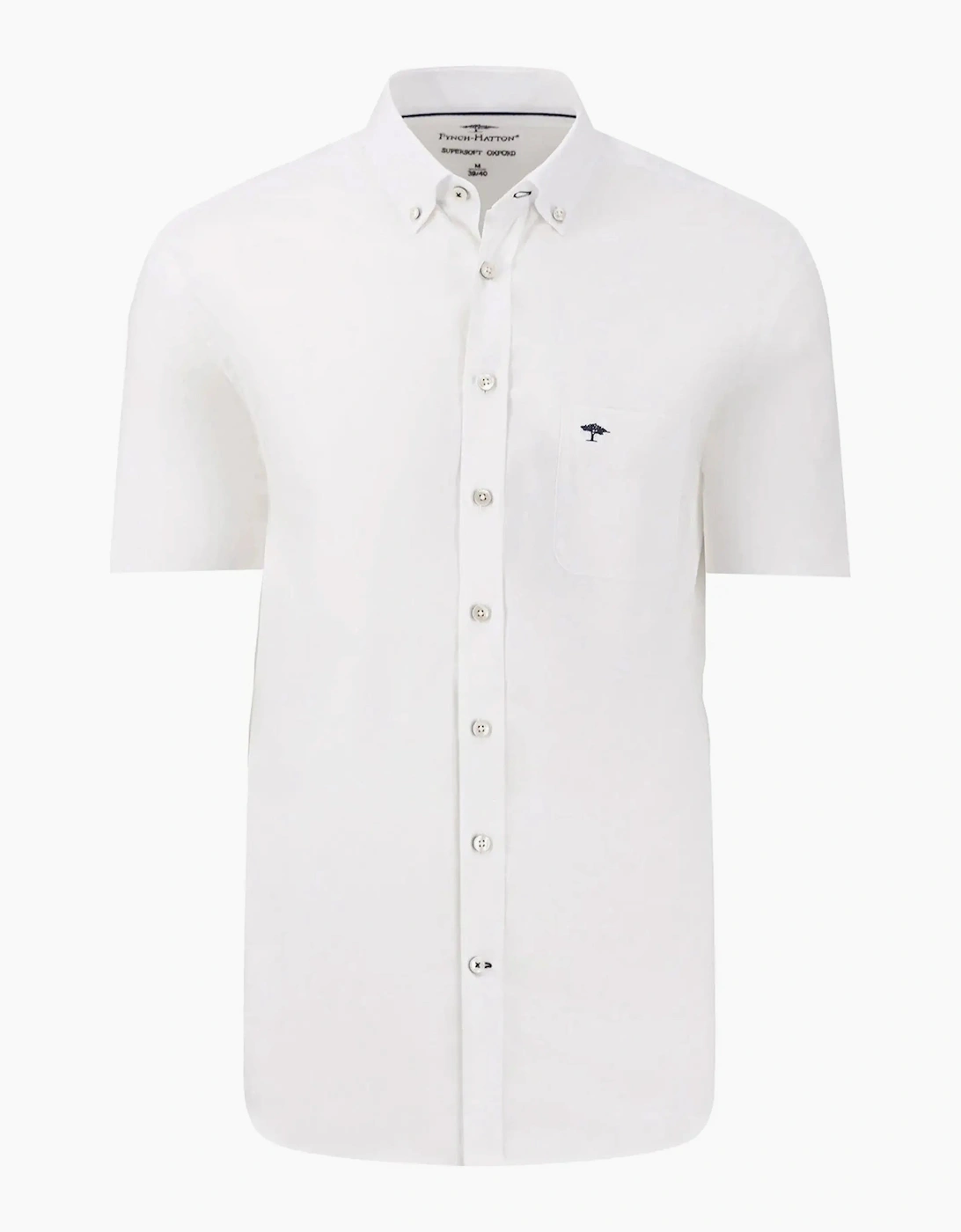 FYNCH-HATTON SHORT SLEEVED OXFORD SHIRT WHITE