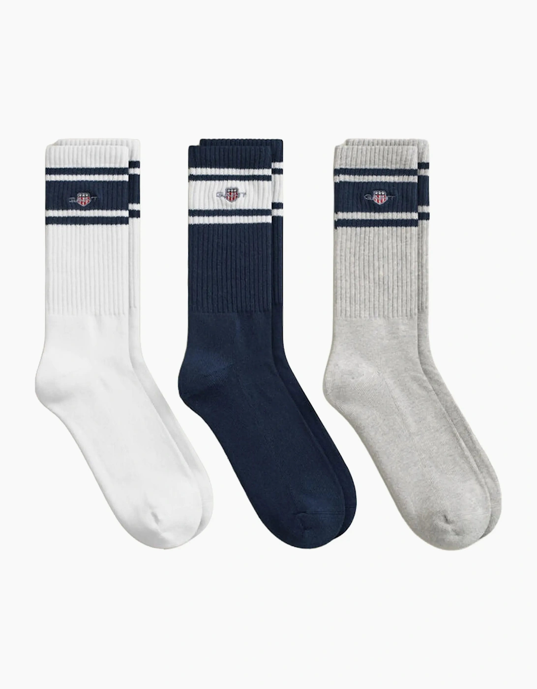 GANT 3 PACK SHIELD SPORTS SOCKS WHITE/NAVY/GREY