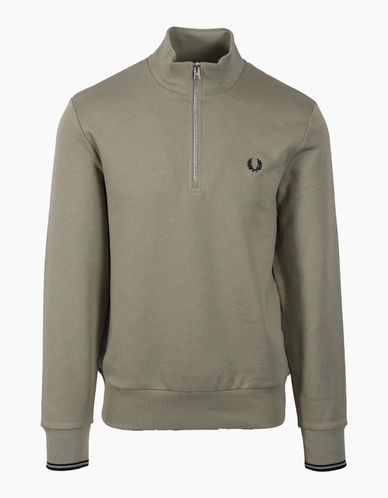 FRED PERRY HALF ZIP SWEATSHIRT SEAGRASS/BLACK