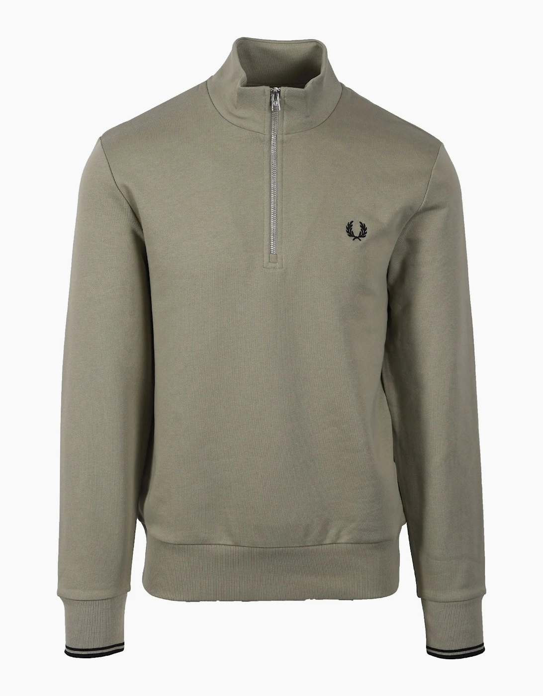 FRED PERRY HALF ZIP SWEATSHIRT SEAGRASS/BLACK