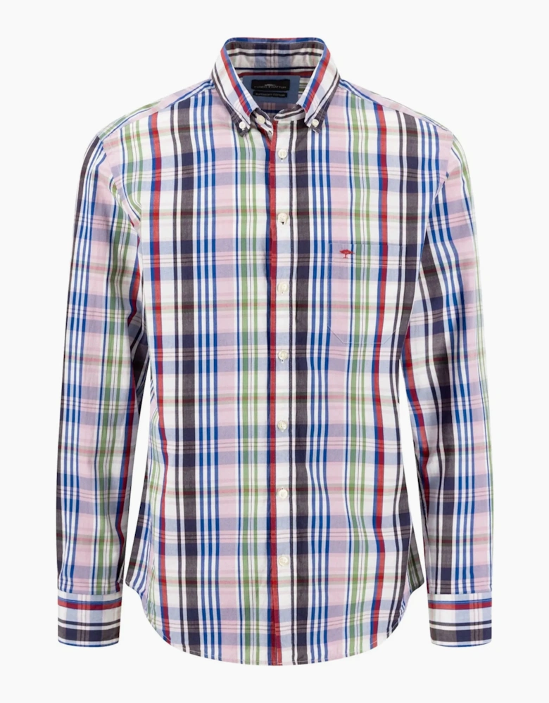 FYNCH-HATTON LONG SLEEVED SHIRT CRANBERRY RED CHECK