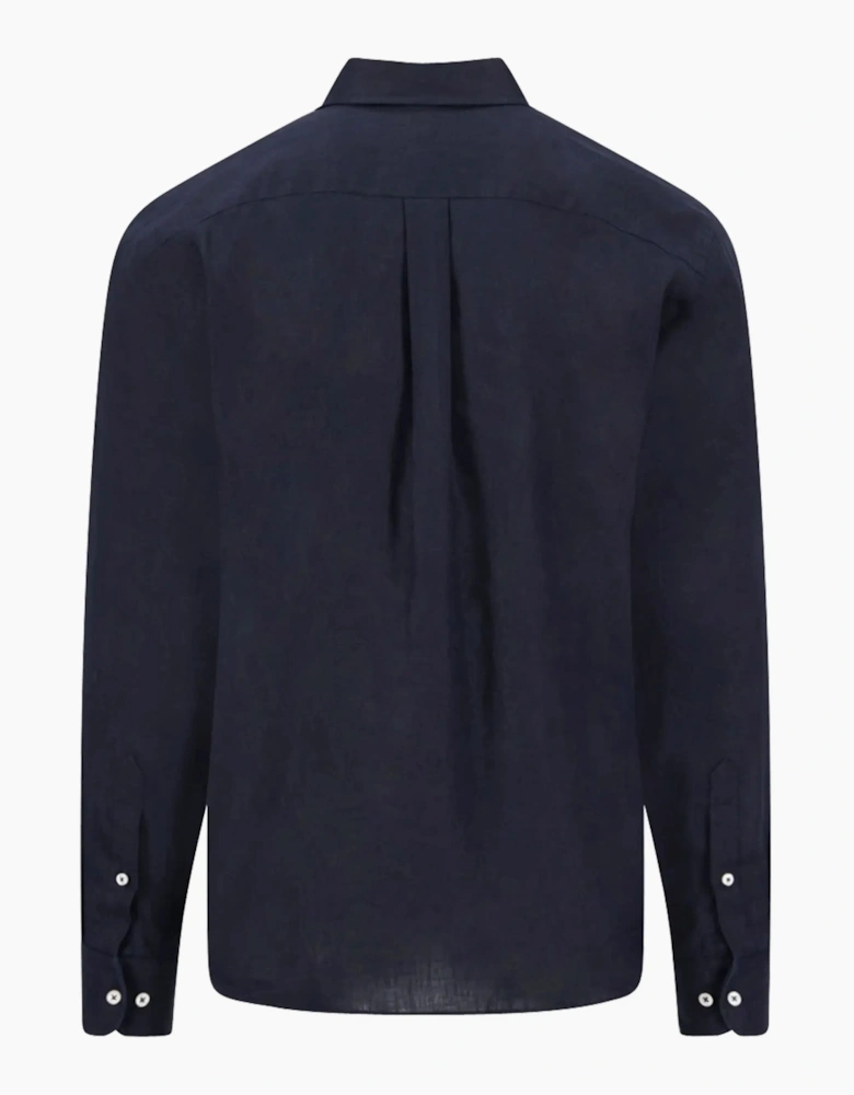 FYNCH-HATTON LONG SLEEVED LINEN SHIRT NAVY