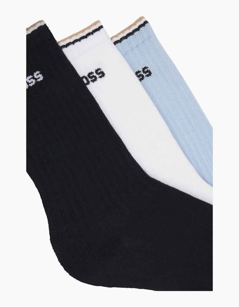 Boss Black BOSS 3 PACK RIB STRIPE SOCKS BLUE/NAVY/WHITE