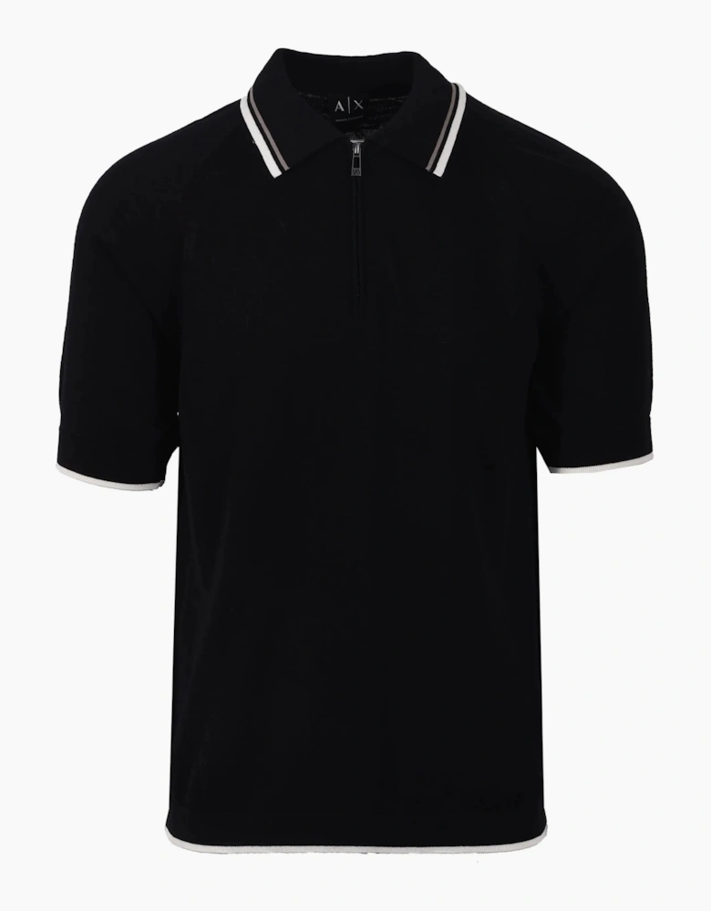 ARMANI EXCHANGE KNITTED POLO SHIRT BLACK