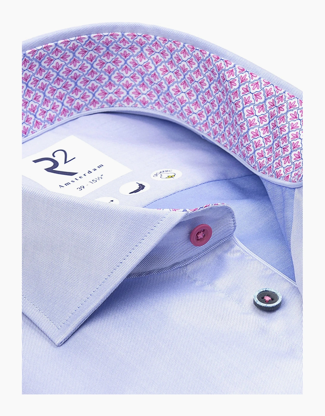 R2 CUT AWAY COLLAR LONG SLEEVED SHIRT LIGHT BLUE