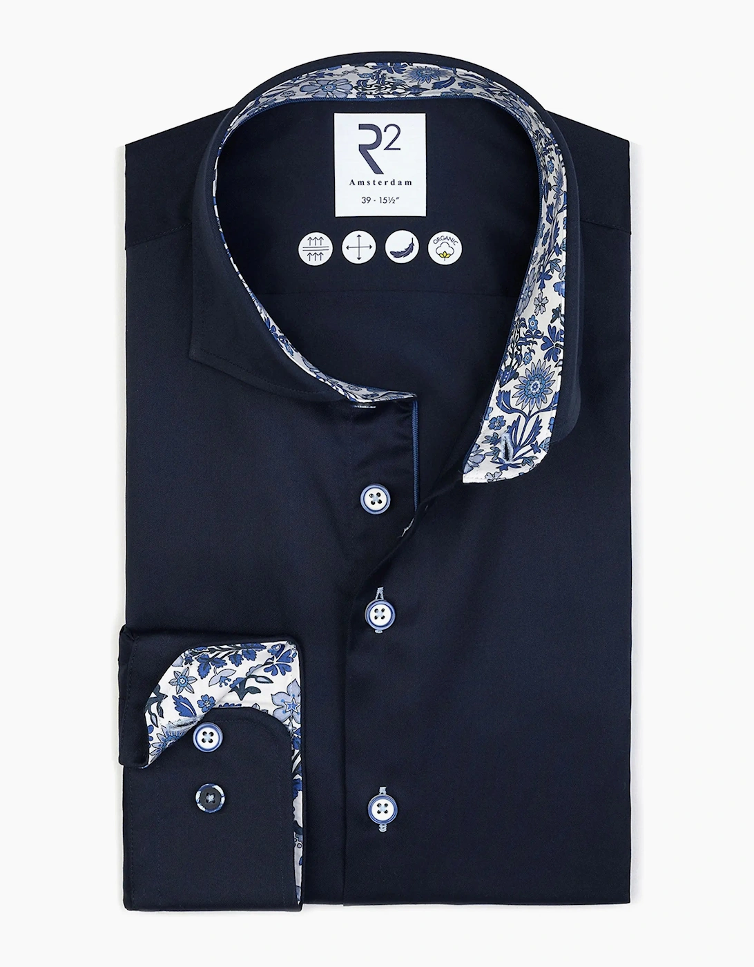 R2 CUT AWAY COLLAR LONG SLEEVED SHIRT NAVY, 3 of 2