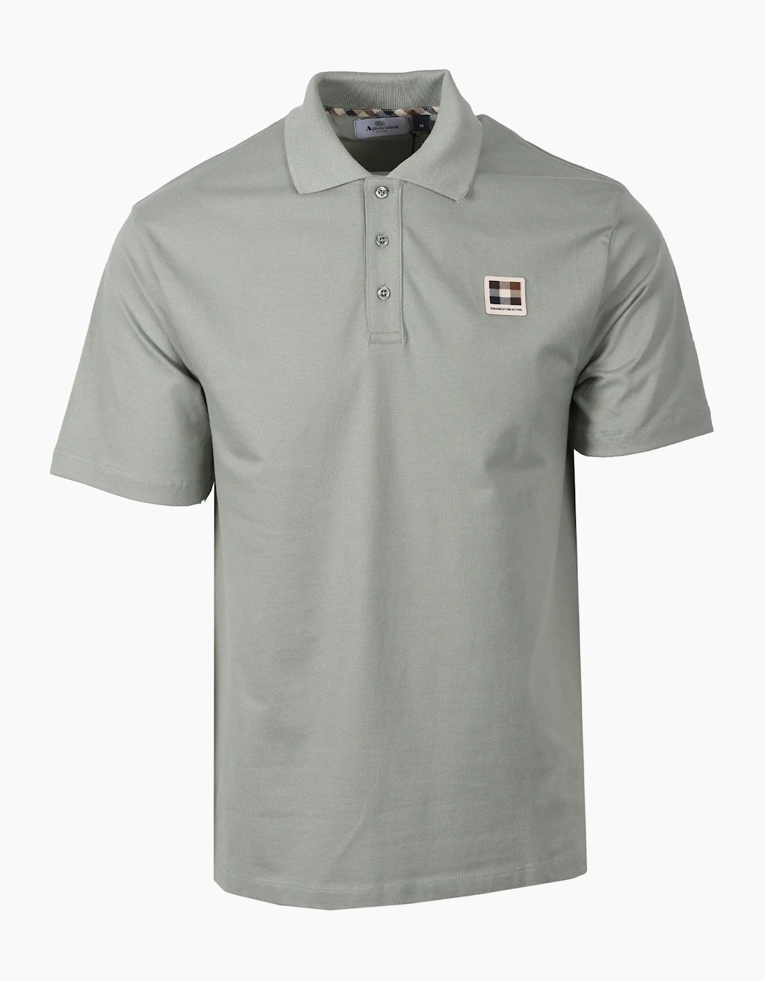 AQUASCUTUM CHECK POLO SHIRT SALVIA