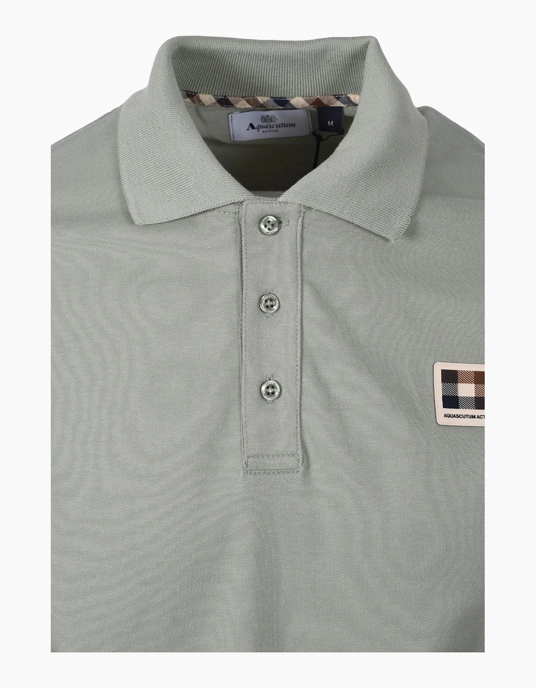 AQUASCUTUM CHECK POLO SHIRT SALVIA