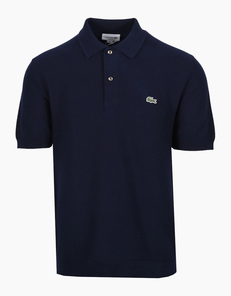 LACOSTE KNITTED POLO SHIRT NAVY BLUE