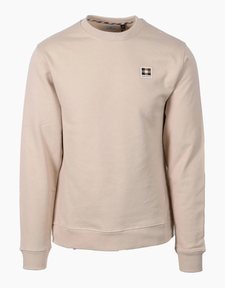 AQUASCUTUM BADGE CREWNECK SWEATSHIRT BEIGE
