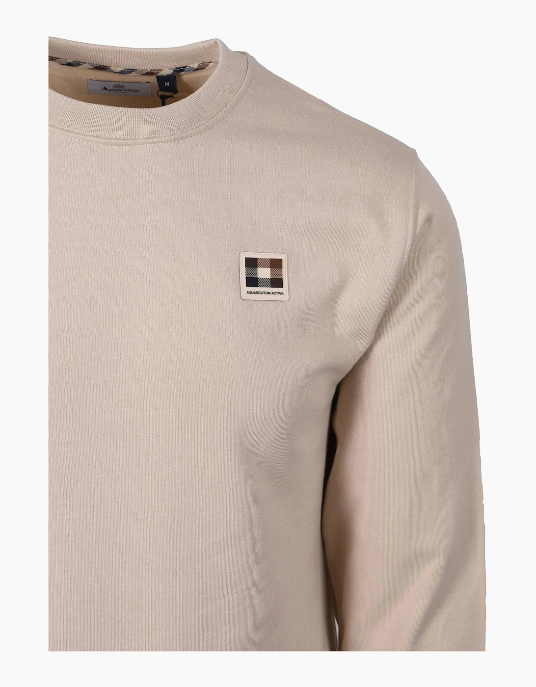 AQUASCUTUM BADGE CREWNECK SWEATSHIRT BEIGE