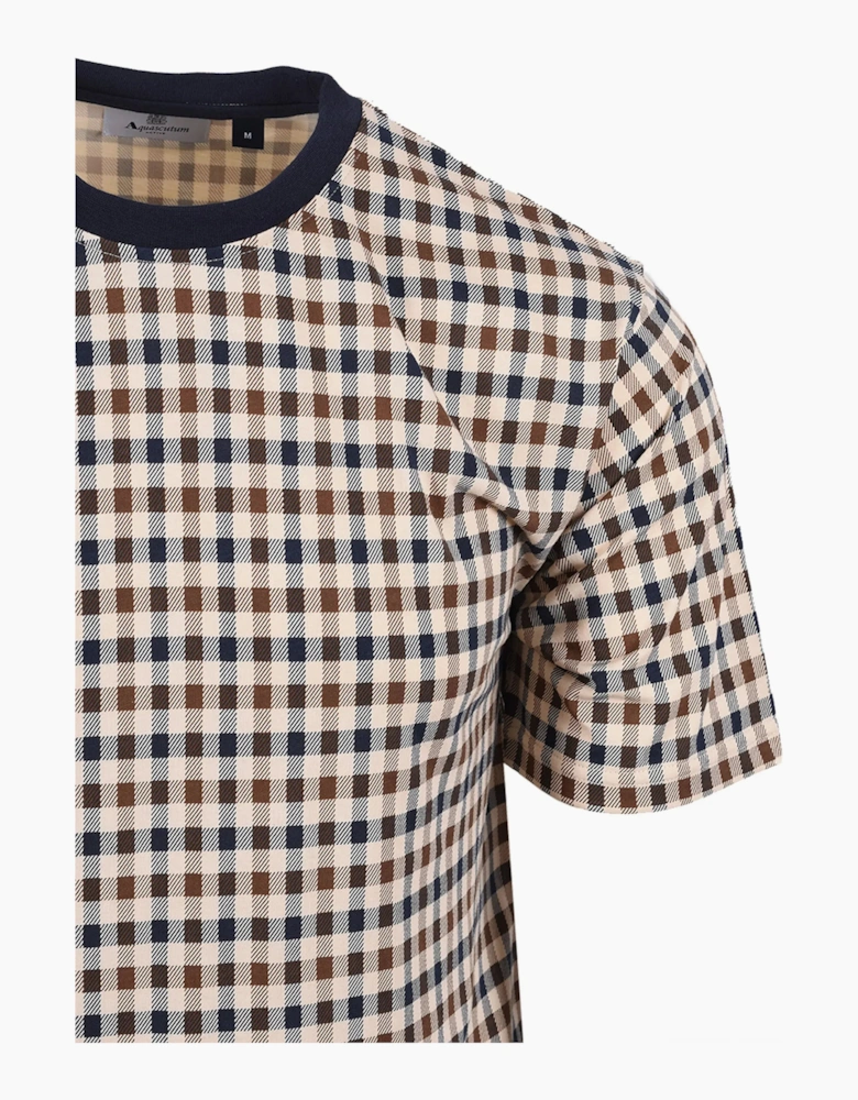 AQUASCUTUM  CLUB CHECK T-SHIRT NAVY