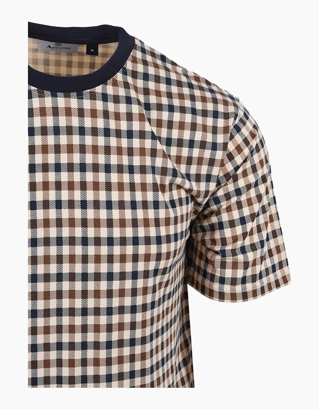 AQUASCUTUM  CLUB CHECK T-SHIRT NAVY