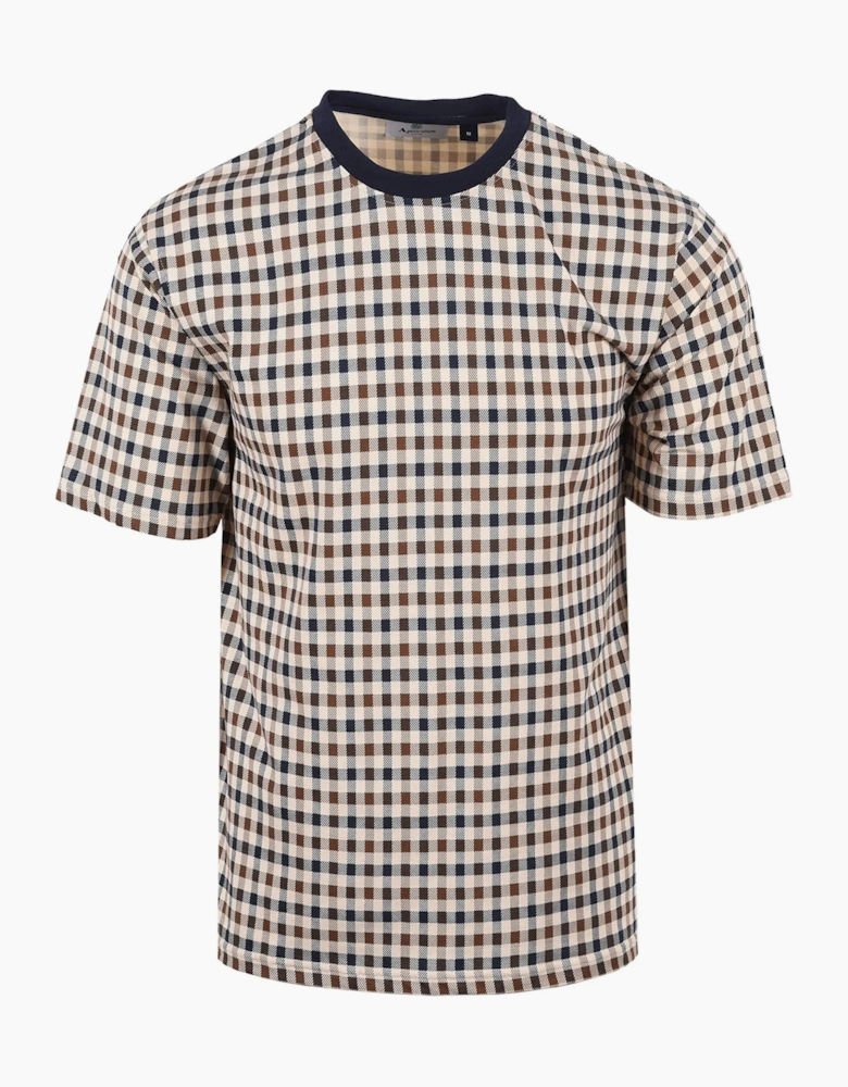 AQUASCUTUM  CLUB CHECK T-SHIRT NAVY