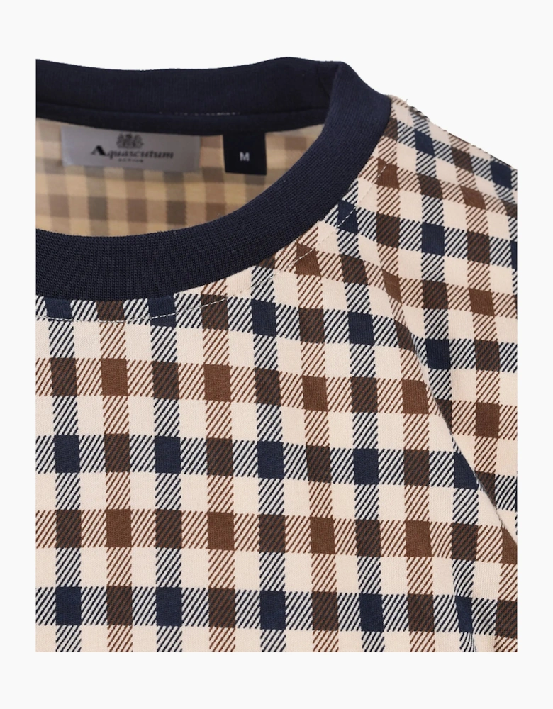 AQUASCUTUM  CLUB CHECK T-SHIRT NAVY