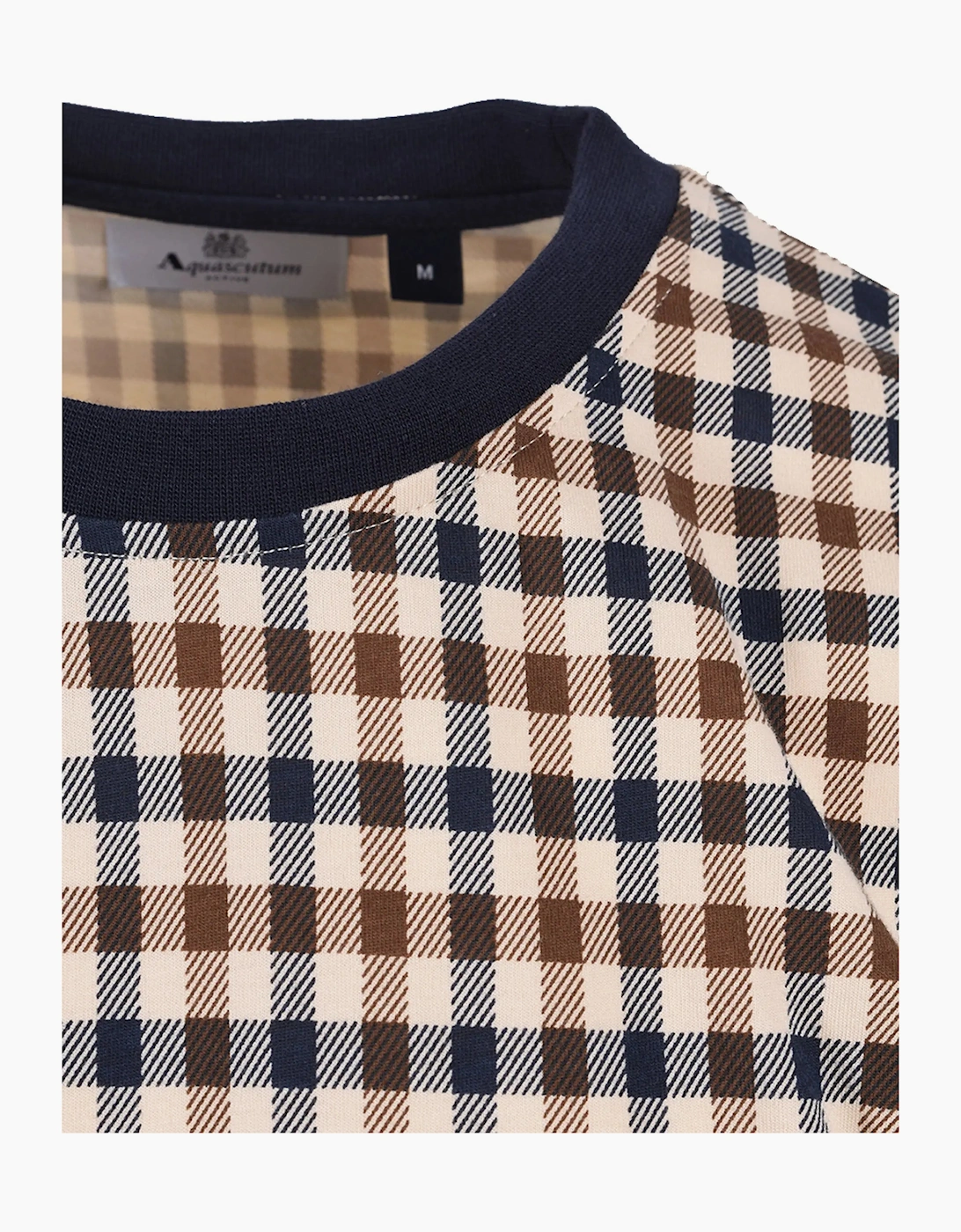 AQUASCUTUM  CLUB CHECK T-SHIRT NAVY