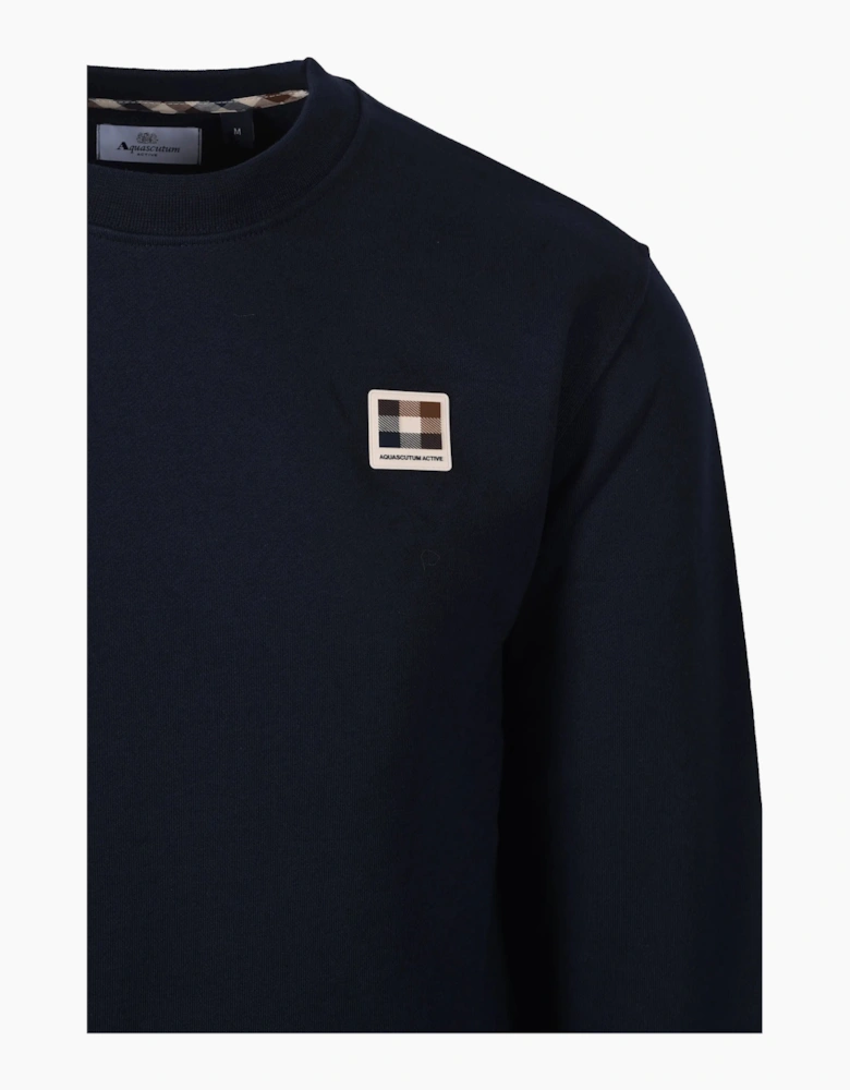AQUASCUTUM BADGE CREWNECK SWEATSHIRT NAVY
